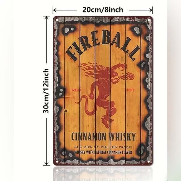 Fireball Cinnamon Whiskey Tin‎ Sign - Picture 5 of 6